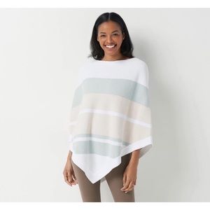 Barefoot Dreams Striped Poncho in White, Cream, and Green
